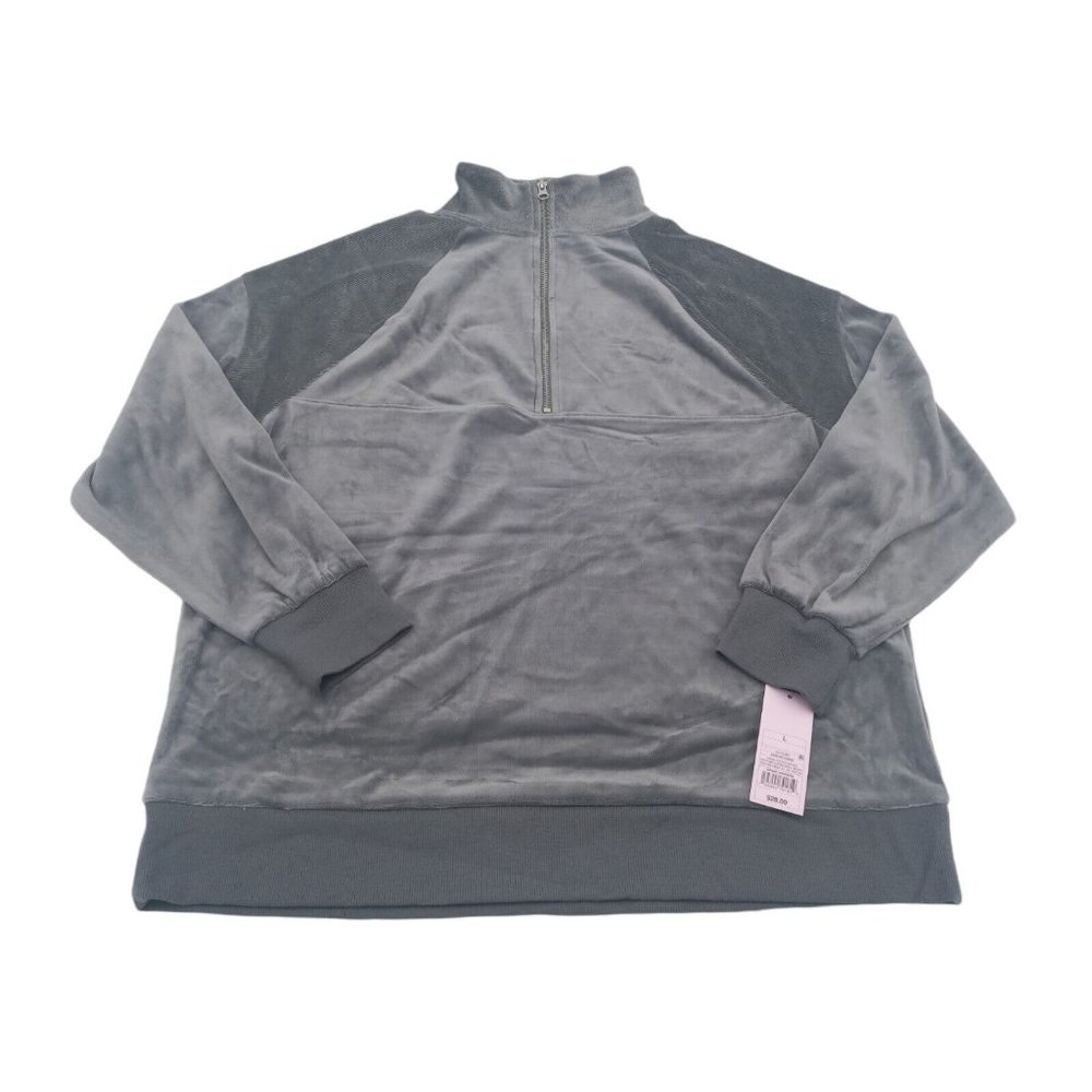 Wild Fable Women's L Quarter Zip Velour Tunic Dark Grey Sweatshirt